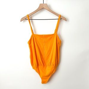 New with Tags Free People Mustard Yellow Thong Bodysuit Top Size Small